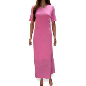 Anthropologie Pink Short-Sleeve Maxi Dress